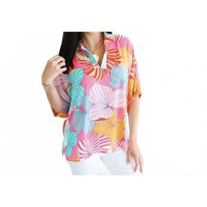 NEW ADRIENNE women's v neck oversized top in dance with me